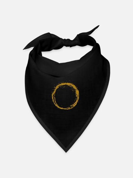 Kreis Linie Bürste in Gold - Bandana Dreieckstuch - Schwarz