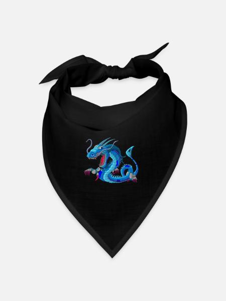 Metalldrache Mechdragon Metall Drache aus Metall - Bandana Dreieckstuch - Schwarz