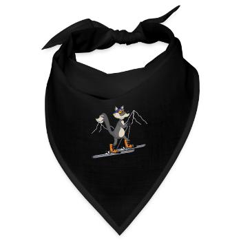 Skitour Ski Wolf - Bandana Dreieckstuch - Schwarz - Vorne