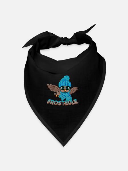 Frosteule Eule Frostbeule Herbst Winter - Bandana Dreieckstuch - Schwarz