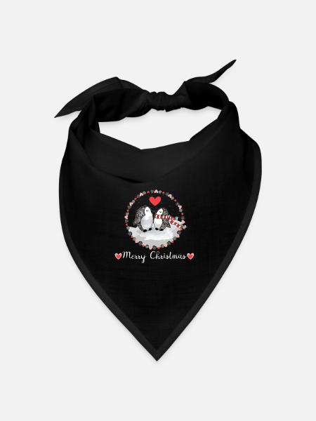Pinguine Weihnachten Merry Christmas - Bandana Dreieckstuch - Schwarz