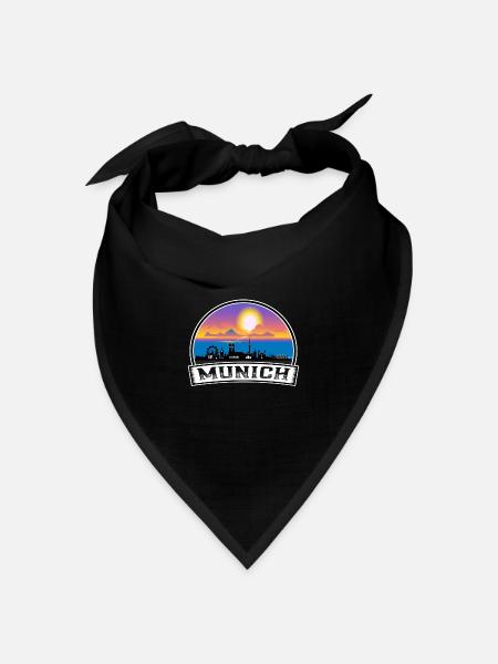 München Deutschland Skyline Vintage Sunset Travel Souve - Bandana Dreieckstuch - Schwarz