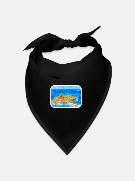 Montenegro Wahrzeichen Aquarell Skizze Illustration - Bandana Dreieckstuch - Schwarz