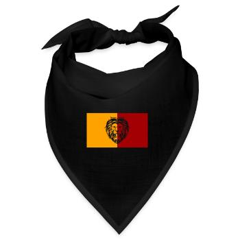 Löwe mit gelb roter Hintergrund - Bandana Dreieckstuch - Schwarz - Vorne