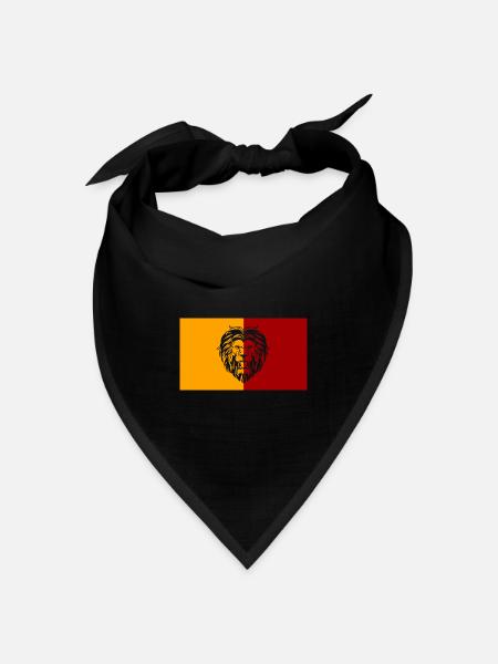 Löwe mit gelb roter Hintergrund - Bandana Dreieckstuch - Schwarz