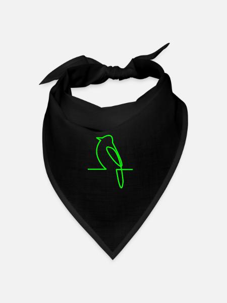 Leuchtender Vogel Linienkunst - Bandana Dreieckstuch - Schwarz