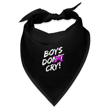 "Boys Do Cry!" Schriftzug mit Pinsel in weiß - Bandana Dreieckstuch - Schwarz - Vorne