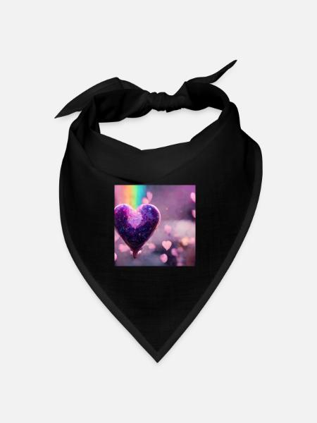 Lila Regenbogen Herz - Bandana Dreieckstuch - Schwarz
