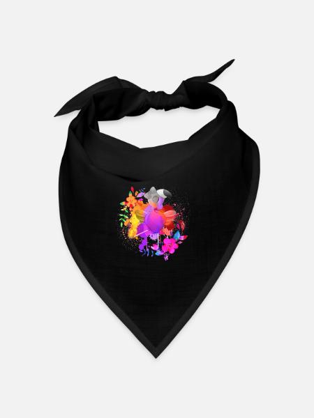 Blumentanz Flamingo Splash of Colors Kunst - Bandana Dreieckstuch - Schwarz