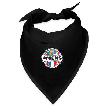 Amiens Frankreich Flagge Abzeichen Reise Souvenir Briefmarke - Bandana Dreieckstuch - Schwarz - Vorne