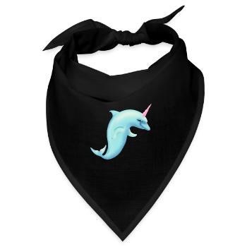 Einhorn-Delfin - Bandana Dreieckstuch - Schwarz - Vorne