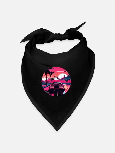 Retrowave Synthwave 80s Design - Bandana Dreieckstuch - Schwarz