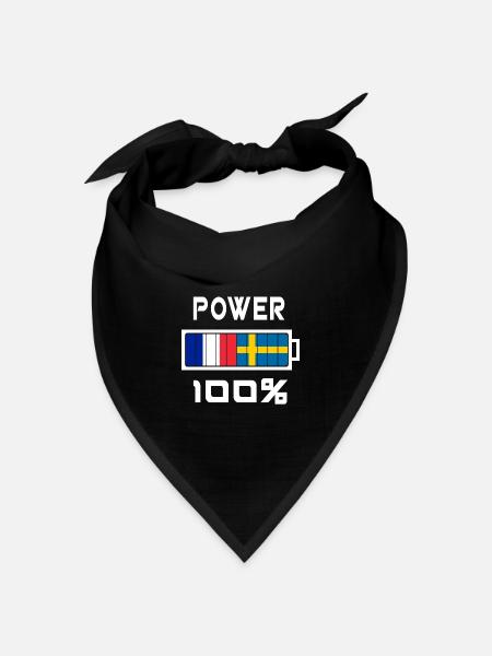 Power 100% Schweden und Frankreich - Bandana Dreieckstuch - Schwarz