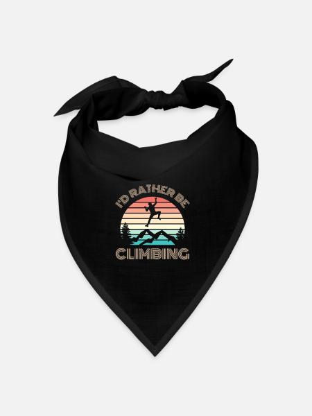 I'D RATHER be Climbing Klettern Spruch Retro Sonne - Bandana Dreieckstuch - Schwarz