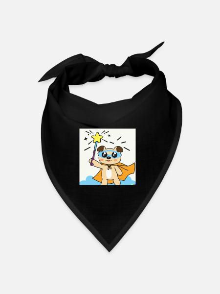 Süßer Super Hund mit Zauberstab für groß und klein - Bandana Dreieckstuch - Schwarz