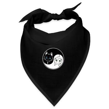 Süße schwarz-weiße Yin Yang Katze - Bandana Dreieckstuch - Schwarz - Vorne