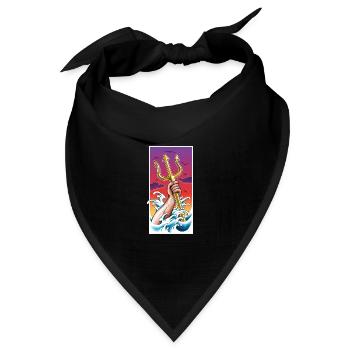 Poseidon Meeresgott unter Wasser mit Dreizack in der Hand - Bandana Dreieckstuch - Schwarz - Vorne