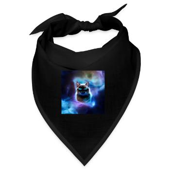Katze im Weltraum - Bandana Dreieckstuch - Schwarz - Vorne