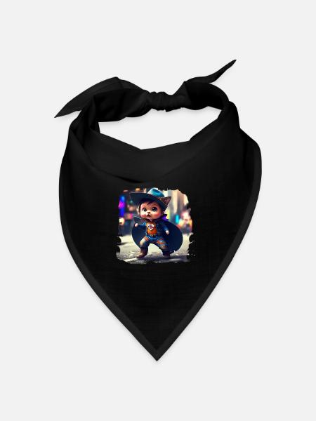 Super Katze - Bandana Dreieckstuch - Schwarz