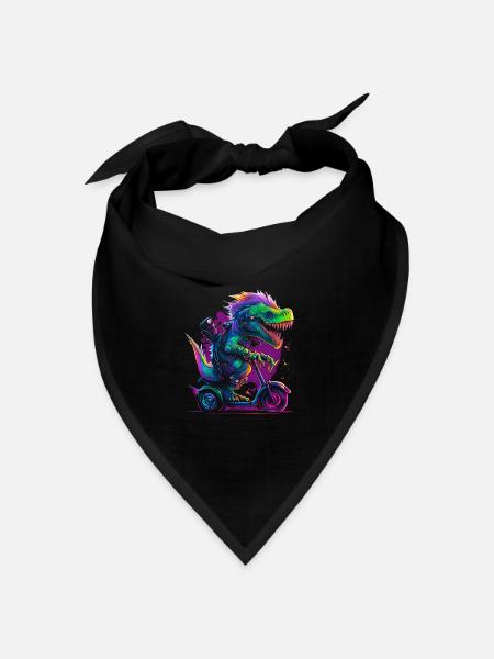 Punk-Dino auf Tour: Das ultimative Abenteuer-Shirt - Bandana Dreieckstuch - Schwarz