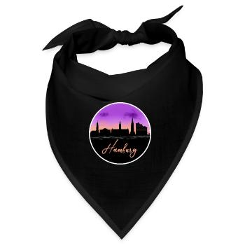 Hamburg Fine Skyline - Bandana Dreieckstuch - Schwarz - Vorne