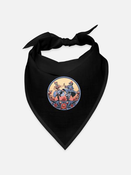 Sorbische Folklore – Tanzszene - Bandana Dreieckstuch - Schwarz