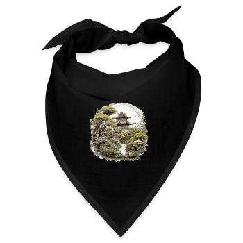 Bonsai - Japanischer Garten - Bandana Dreieckstuch - Schwarz - Vorne