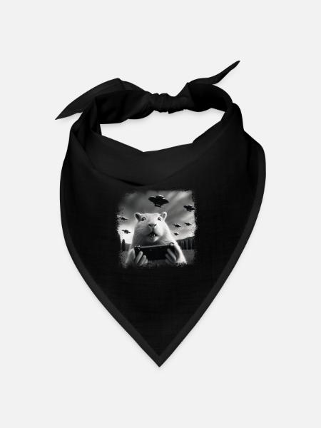 Capybara Wasserschwein Ufo Nagetier Tier lustig - Bandana Dreieckstuch - Schwarz