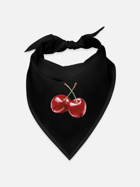 Kirsche - Bandana Dreieckstuch - Schwarz