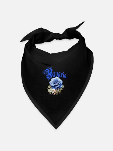 Bavaria Rose – Blaue Rose mit Schriftzug - Bandana Dreieckstuch - Schwarz