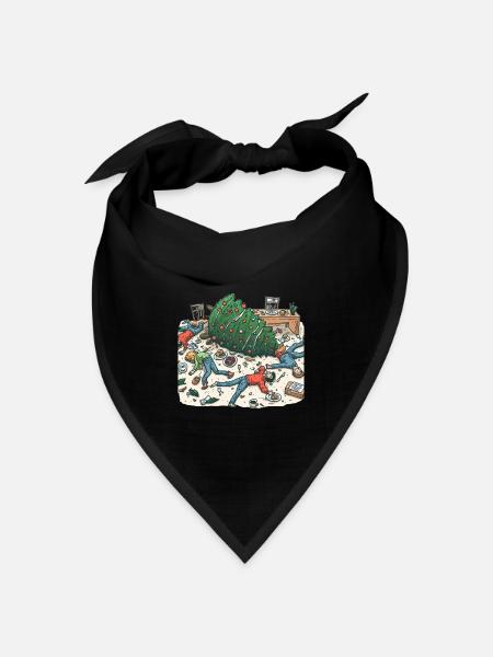 Ausgelassene Weihnachtsbaum-Party - Bandana Dreieckstuch - Schwarz