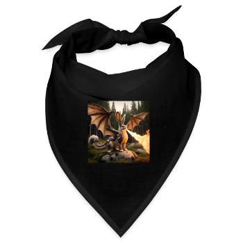 Feuerspeiender Hase Drache #16 - Bandana Dreieckstuch - Schwarz - Vorne