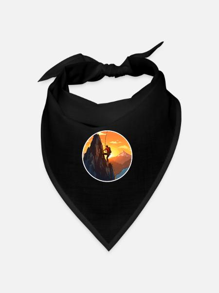 Bergsteiger vorm Sonnenuntergang - Kletter Design - Bandana Dreieckstuch - Schwarz