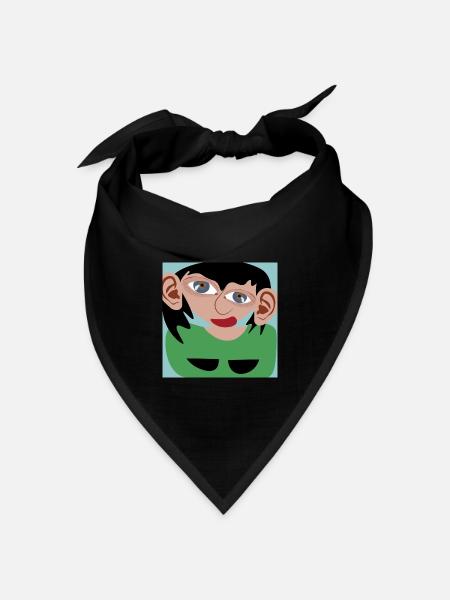 Dunkelhaarige Frau - Bandana Dreieckstuch - Schwarz