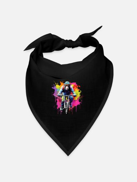Affe mit Mountainbike Fahrrad Schimpanse Affen - Bandana Dreieckstuch - Schwarz