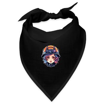 Feuerwehrfrau Zeichnung - Bandana Dreieckstuch - Schwarz - Vorne