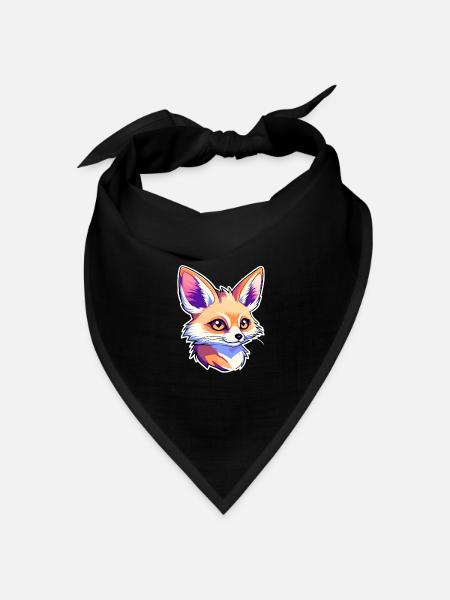 Wüstenfuchs Fennek Zeichnung - Bandana Dreieckstuch - Schwarz