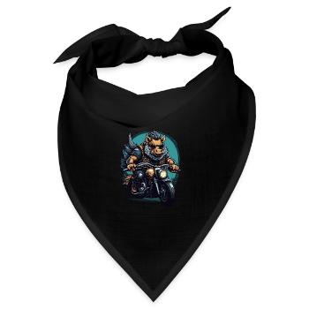Rasendes Wildschwein - Bandana Dreieckstuch - Schwarz - Vorne