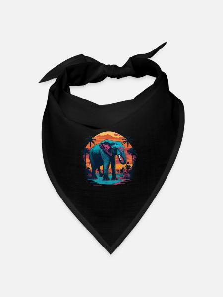 Elefant - Bandana Dreieckstuch - Schwarz