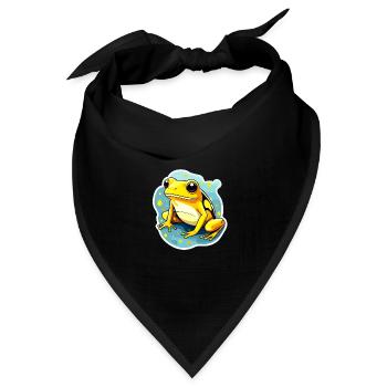 Pfeilgiftfrosch Frosch Zeichnung - Bandana Dreieckstuch - Schwarz - Vorne