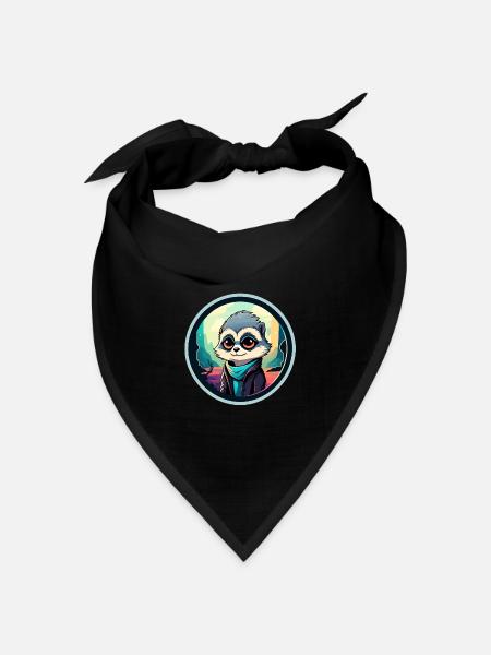 Erdmännchen Zeichnung - Bandana Dreieckstuch - Schwarz