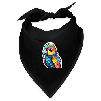 Papagei Vogel Illustration - Bandana Dreieckstuch - Schwarz - Vorne