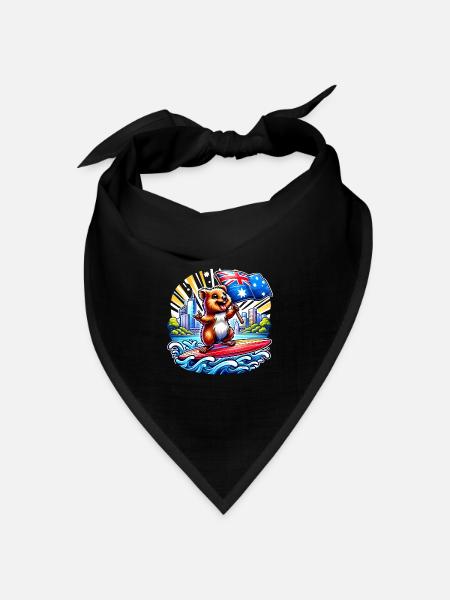 Quokka Australien Surfing Design - Bandana Dreieckstuch - Schwarz