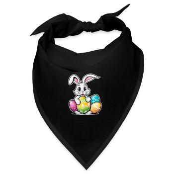Osterhase Ostern Illustration - Bandana Dreieckstuch - Schwarz - Vorne