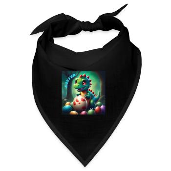 Niedliche Dinosaurier rote Augen Ostern - Bandana Dreieckstuch - Schwarz - Vorne
