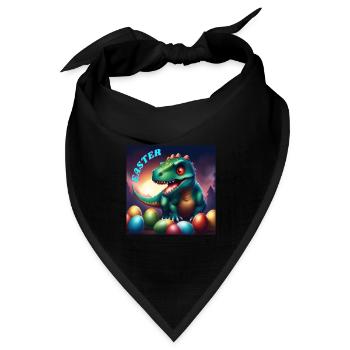 Dinosaurier Rote Augen Ostern - Bandana Dreieckstuch - Schwarz - Vorne