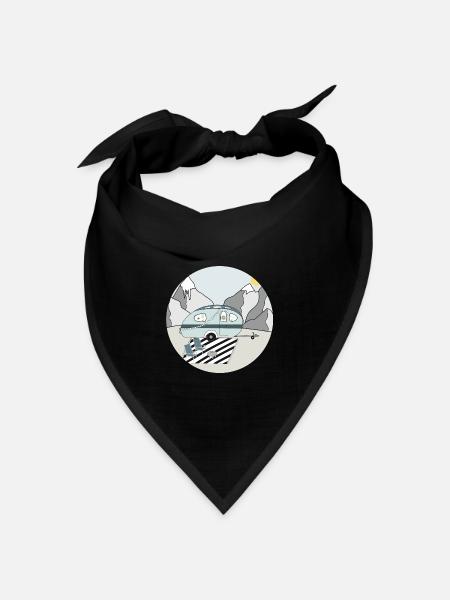 Camping in den Bergen mit Wohnwagen - Bandana Dreieckstuch - Schwarz