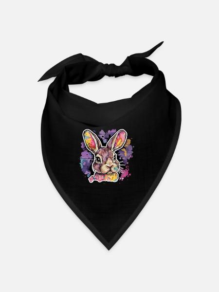 Strahlender Hase - das Kunstwerk - Bandana Dreieckstuch - Schwarz