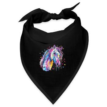 Pferd mit Herz - Bandana Dreieckstuch - Schwarz - Vorne