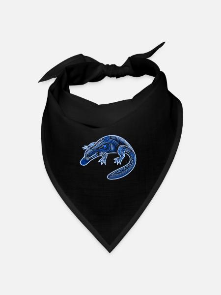 Schnabeltier, Aborigine-Motive, Stammesblau, - Bandana Dreieckstuch - Schwarz